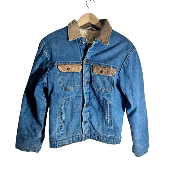 Vintage Key Imperial Denim Sherpa Lined Trucker Jacket Corduroy Size USA 80s - Picture 2 of 5